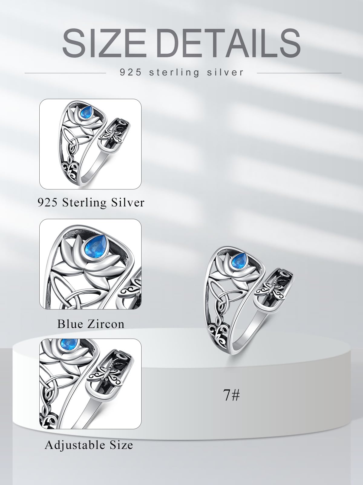 Midari Lotus Spoon Rings for Women 925 Sterling Silver Adjustable Open Lotus Flower Finger Thumb Rings Just Breathe Jewelry for Women Yoga Lovers Birthday Christmas Gifts (with Fine Box)