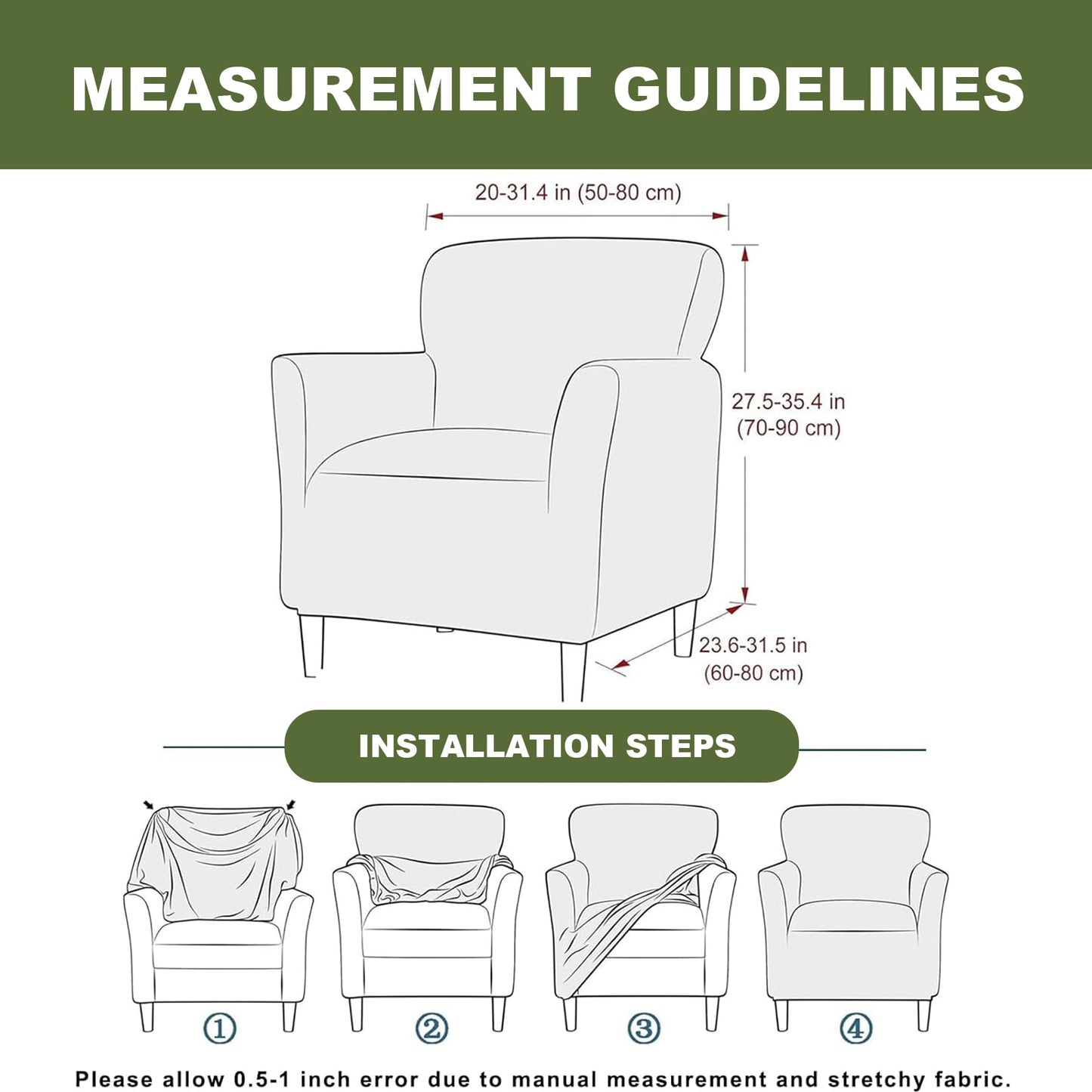 FUANGUI Banquet Armchair Slipcover Printed Chair Covers with Arms Stretch Club Chair Slipcover Soft Armchair Sofa Covers Anti-Slip Furniture Protector for Dogs Pets Home Living Room Decor
