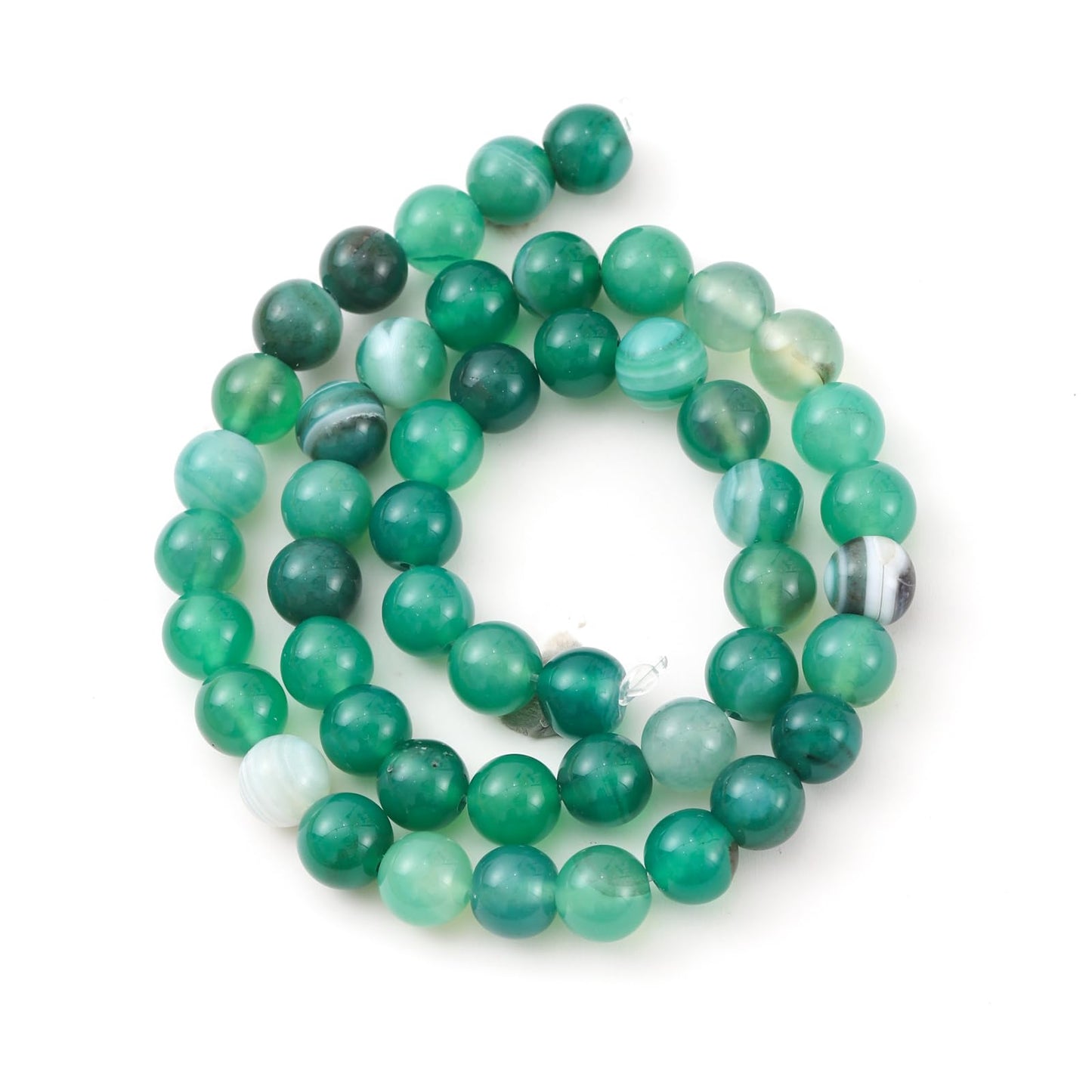 6mm 60pcs DIY Natural Green Striped Agate Stone Beads Round Healing Crystal Gemstone Loose Beads for Jewelry Making Handmade Bracelet Necklace