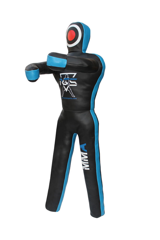 PGS MMA Grappling Dummy Judo Karate Punching Bag BJJ Wrestling Dummy Practice Martial Arts Boxing Standing Position Brazilian JIU Jitsu Submission Training - UNFILLED (Black Blue, 6FT - (70 Inches))