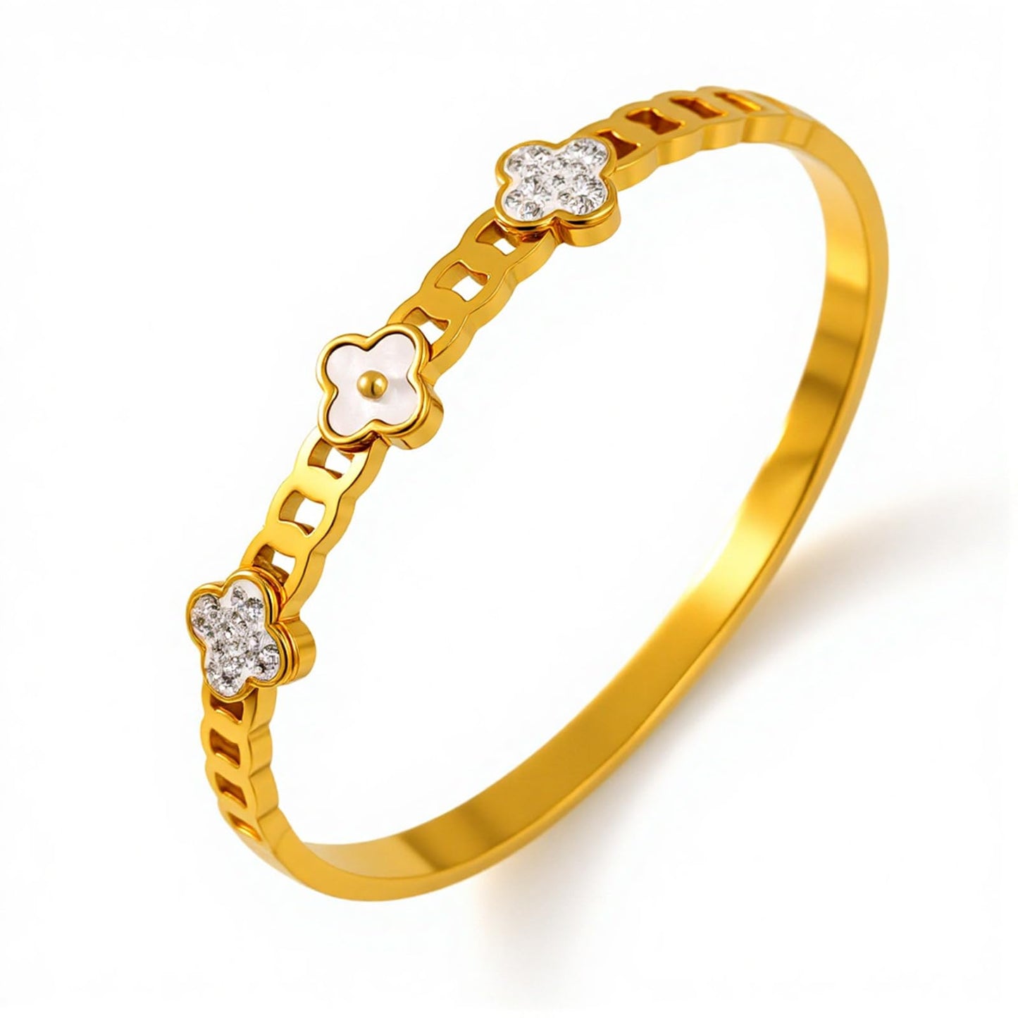 Vbvbip 18K Gold Plated 316L Stainless Steel Bracelet Collection - 12 Unique Designs + Matching Diamond-Accent Titanium Steel Petals Chain, Gift for Women