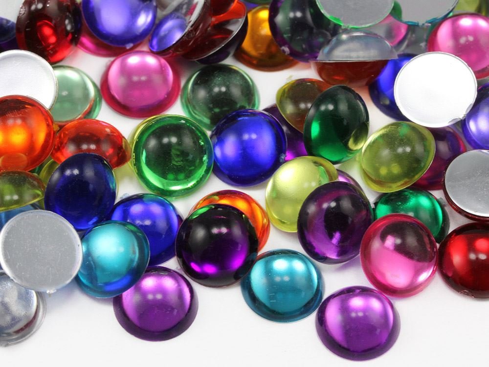 KraftGenius Allstarco 200PCS Flat Back Acrylic Round Pearl Cabochons Plastic Rhinestones Pearl Gems Embellishments for Jewelry, Crafts, Costumes, Card Invitations, Cosplay - 5mm Red Coral .C001