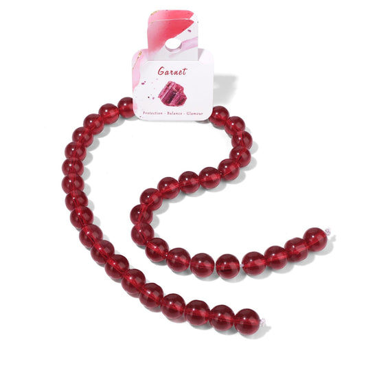 40pcs 10mm Natural Garnet Gemstone Beads Healing Crystal Round Loose Stone Beads for Jewelry Making, Crystal Stone Beads for Bracelets Necklace Earrings Making