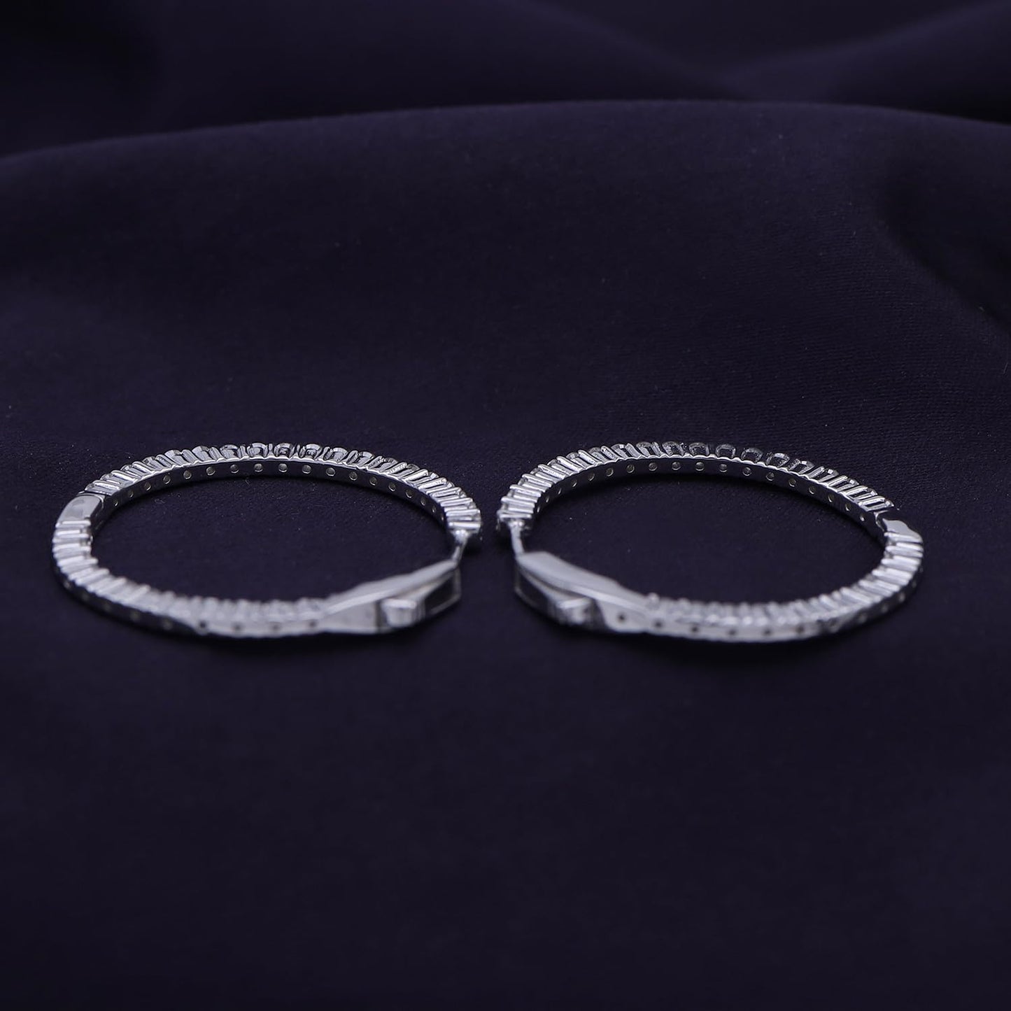 Inside Out Hoop Earrings for Women Round Lab Created Moissanite or Lab Grown Diamond Hoops in 14k Yellow Gold Plated 925 Sterling Silver Fine Jewelry