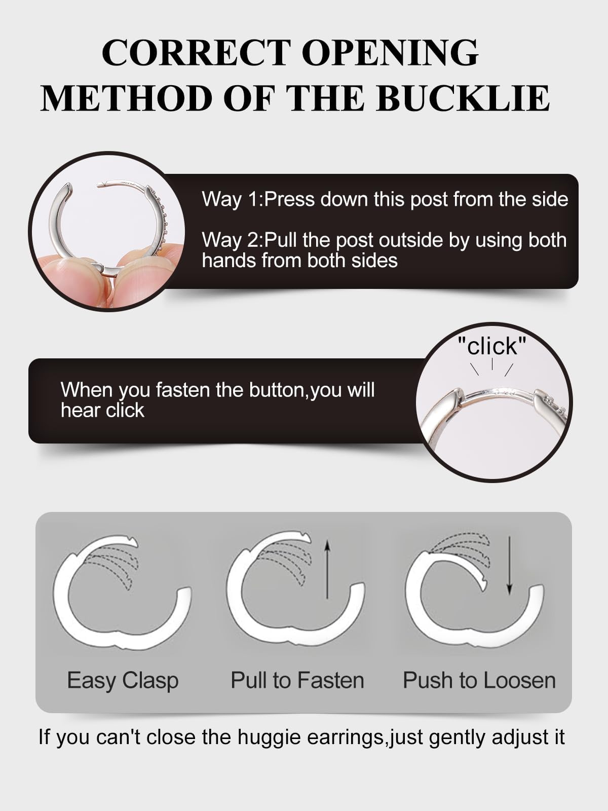 SILVERCUTE 925 Sterling Silver Huggie Hoop Earrings for Women,Hypoallergenic Small Silver Hoop Earring Cubic Zirconia Cartilage Earring Lightweight Huggies Earrings for Women,8/10/12mm