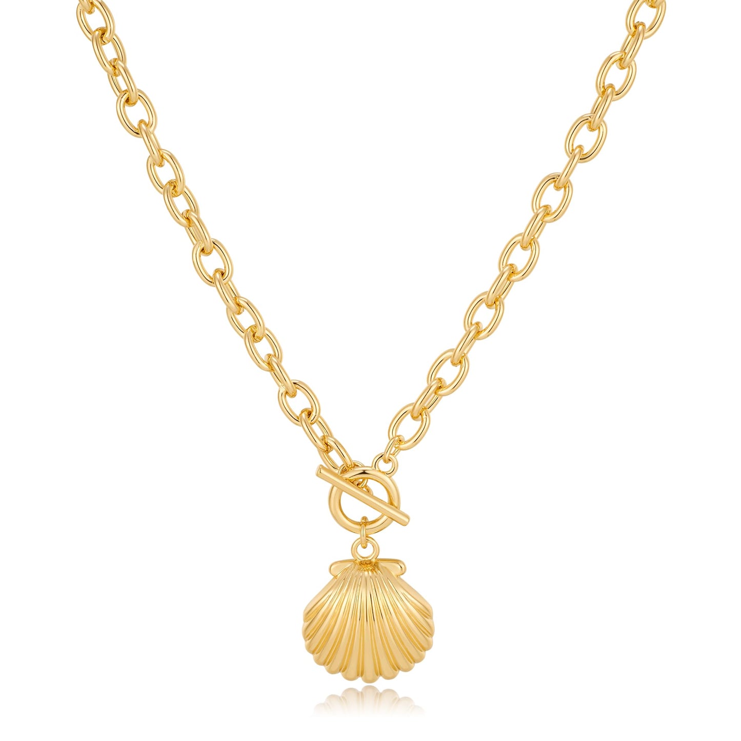 NEPULOY Beach Gold Shell Necklaces - Seashells Necklace for Women, Fashion Ocean Beach Jewelry for Women Gifts