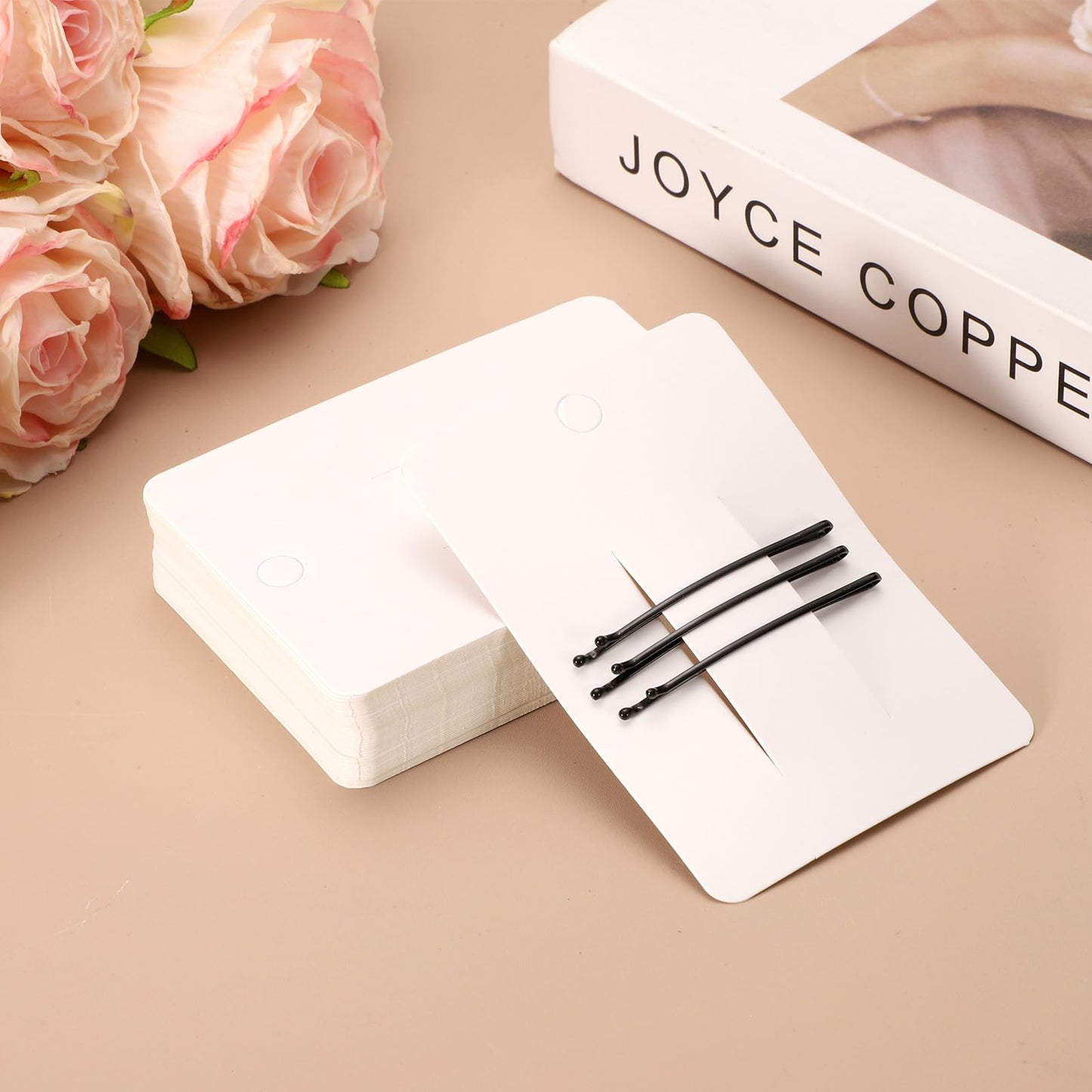 uxcell 100 Pcs Hair Clip Display Cards, Paper Cardboard Hair Bow Holder Jewelry Paper Earring Packaging Cards for Selling Small Business Jewelry Making Hair Barrettes, Brown