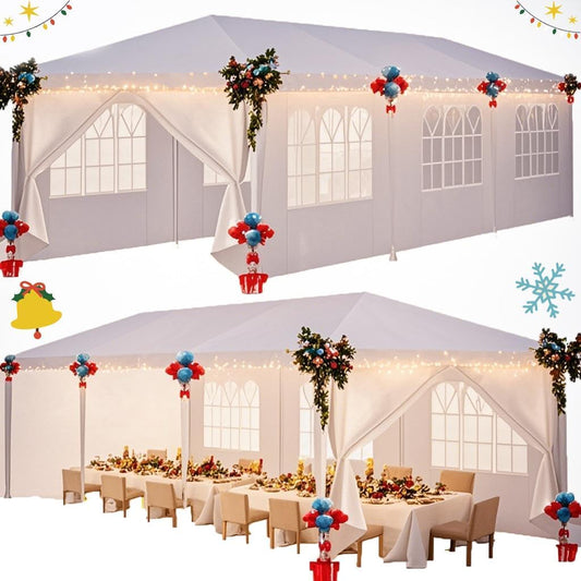 HOTEEL 10x30FT Party Tent with 8 Removable Sidewalls for Parties, Carpas para Fiestas Easy Set up, Weddings, BBQ, Baby Shower, Waterproof Outdoor Event Canopy, Patio Camping Gazebo, White