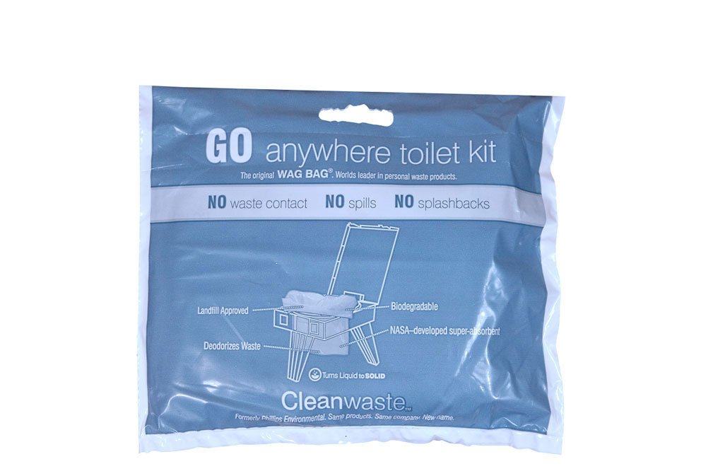 Cleanwaste Original WAG BAG - Go Anywhere Portable Toilet Kit (50 Pack) - Heavy Duty Odor Control Bags with NASA Gelling Poo Powder, Wipe, Toilet Paper (Camping, Road Trips, Emergencies, Boating)