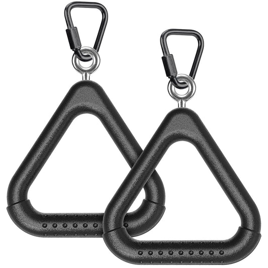 Dolibest 2PCS Monkey Bars, Triangle Trapeze Swing Bar with 2PCS Triangle Carabiners, Outdoor Play Equipment, Swing Set Accessories Monkey Rings, Obstacle Ring Toys Set for Kids, Black