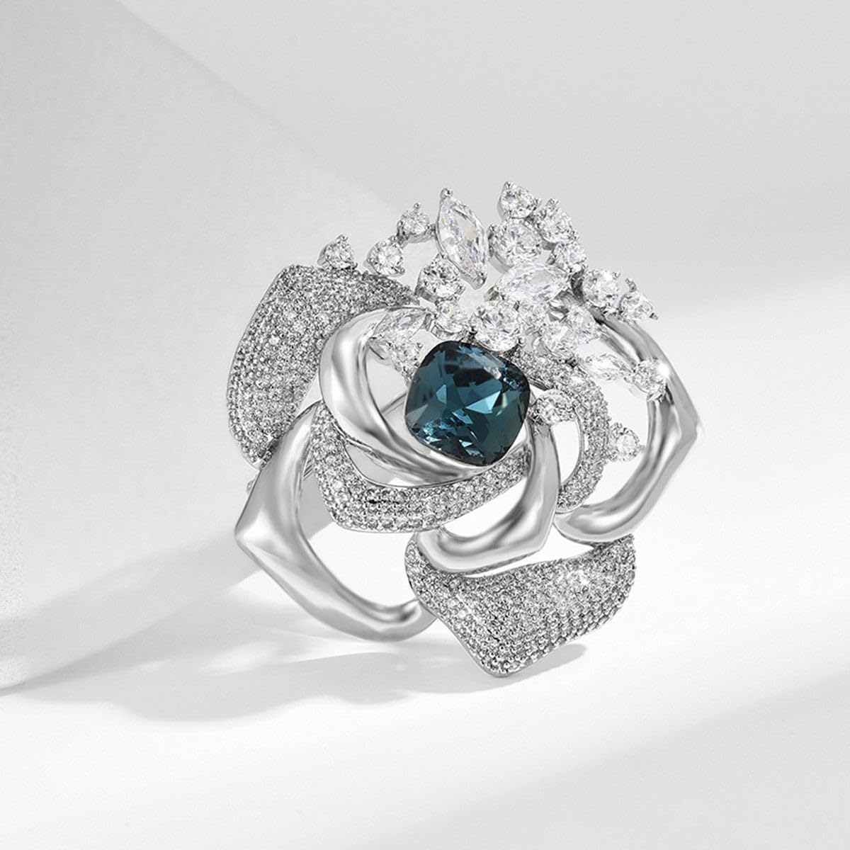 UNVAK Flower Brooch Austrian Crystal Brooch Pin Rhinestone Flower Brooch Lapel Pin Jewelry Thanksgiving Day Birthday Gifts Dress Accessories for Mom Wife