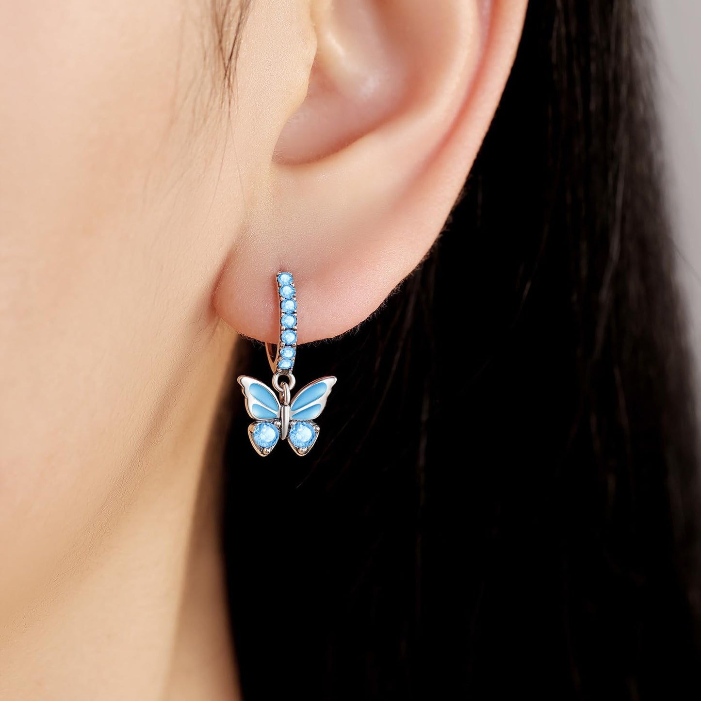 Cycuff 925 Sterling Silver Hoop Earrings Colorful Cubic Zirconia Jewelry Drop Earrings for Women Set Earring Presents for Her