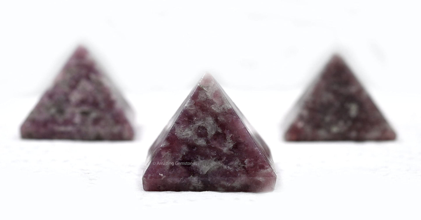 Amazing Gemstone Lepidolite Pyramid Crystal Healing Stones - 1" Great Pyramid Figurine of Natural Stone Pyramid for Meditation, Reiki, Chakra Balancing and Crystal Pyramids Grid