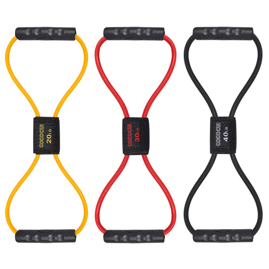 Figure 8 Resistance Bands with Handles for Women Men, Exercise Bands for Back, 8 Shaped Resistance Bands for Arms, Shoulder, Leg Stretching, Physical Therapy, Yoga, Pilates, Home Gym Workout Equipment