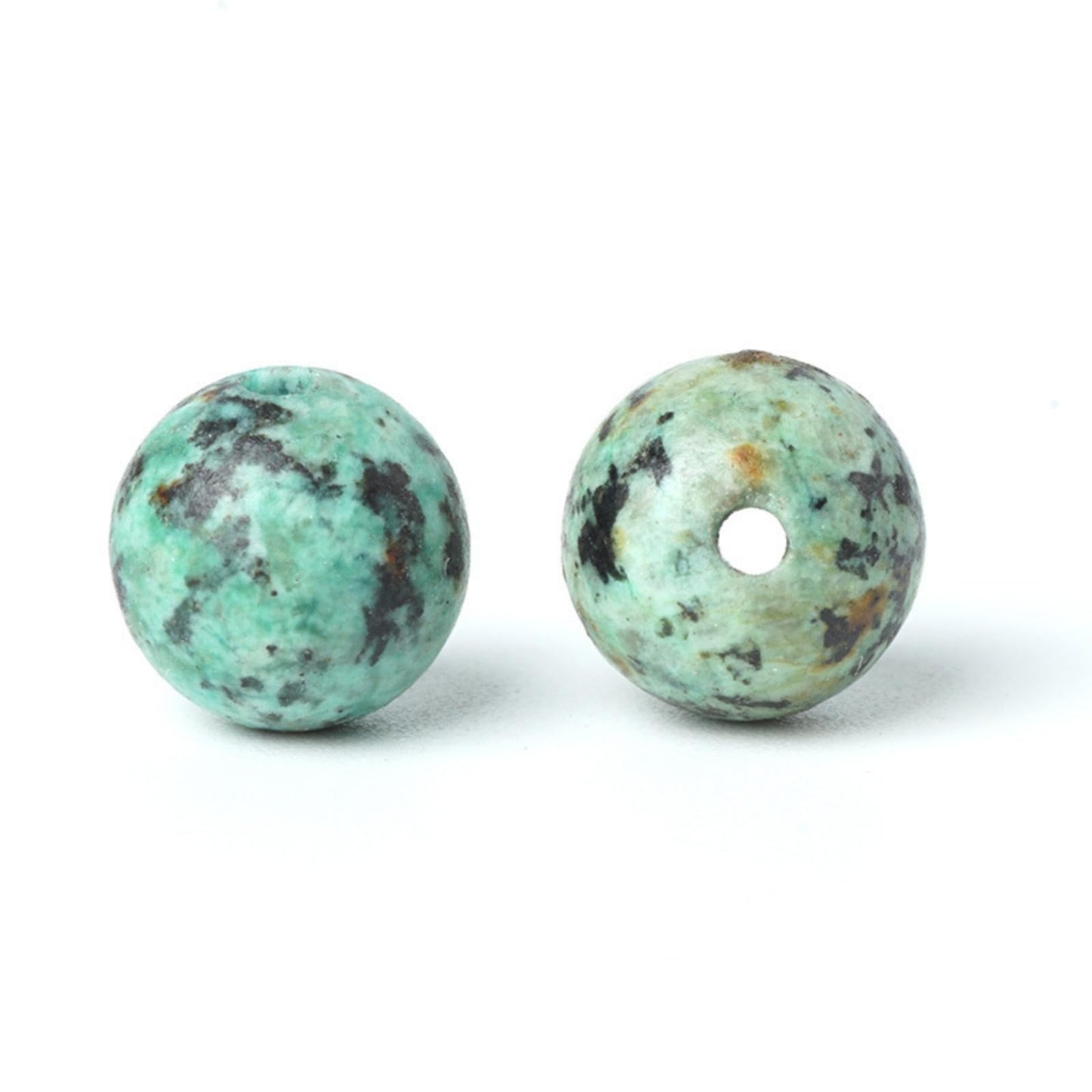 100Pcs Natural Stone 6mm African Turquoise Round Loose Gemstone Energy Healing Beads Hole Size 1mm DIY Smooth Beads for Bracelet Necklace Earrings Jewelry Making