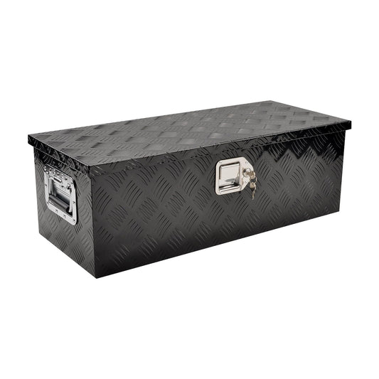 TBAPFS 30 Inch Black Aluminum Tool Box 5 Bar Tread ToolBox for Truck Bed Car Outdoor Trailer Pickup Underbody RV ATV Storage Underbed Tools Organizer w/G Lock &Keys - 30''X13''X10''