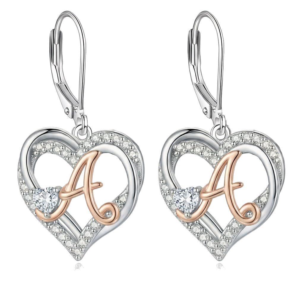 ZPMMPZ Initial Birthstone Earrings Intial Letter Dangle Drop Earrings Birthstone Jewelry Gifts for Women A & May
