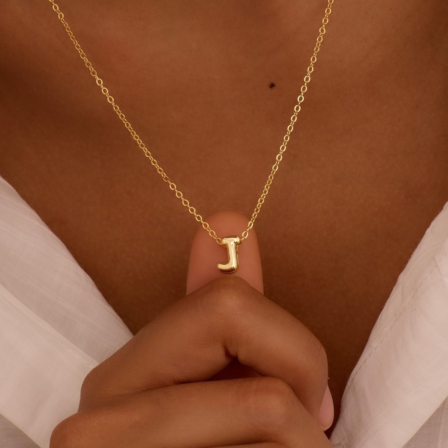 CUEZIY 14K Gold Plated Bubble Letter Necklace Initial Necklaces for Women Dainty Personalized Charm Pendant Name Necklace Cute Non Tarnish Fashion Accessories Teen Gift Trendy Stuff Jewelry Gifts