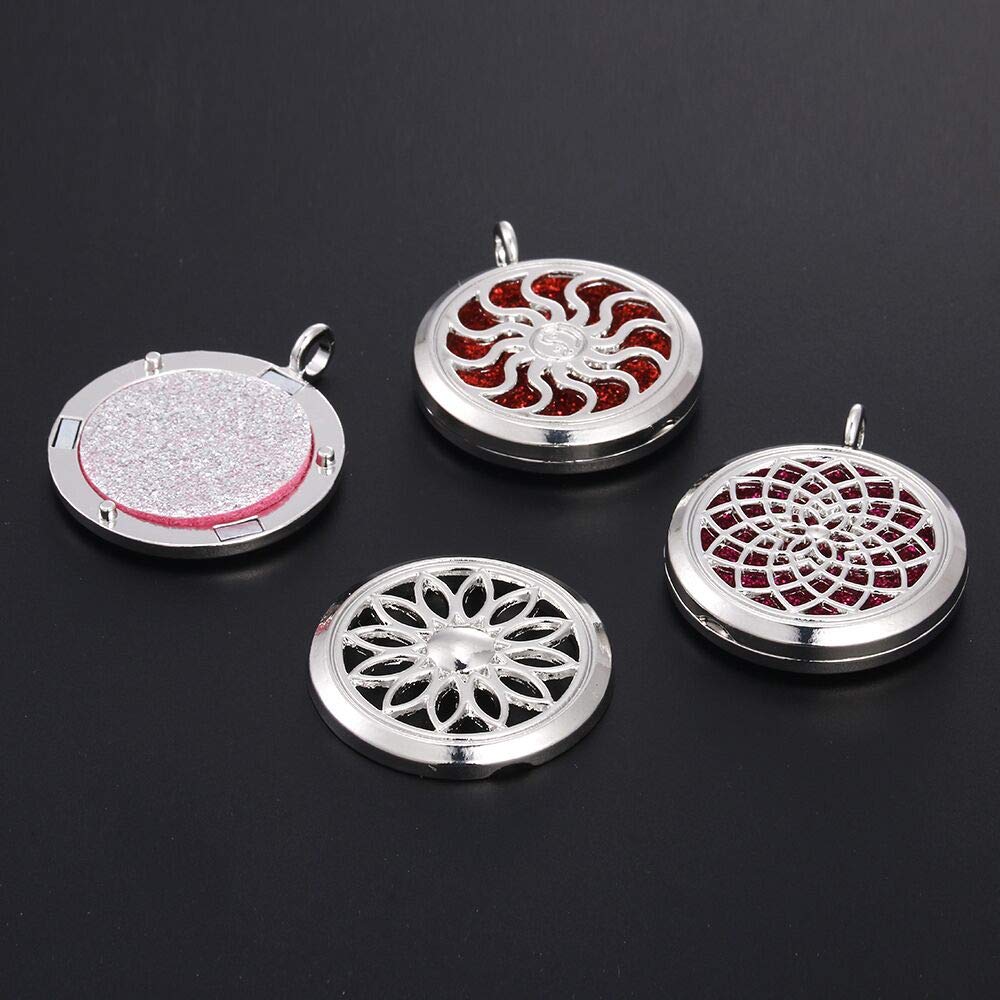 Vie Jeune 10pcs Mixed Aroma Diffuser Charms Stainless Steel Tone Perfume Essential Oil Diffuser Necklace Pendant Locket Jewelry (Style 5)