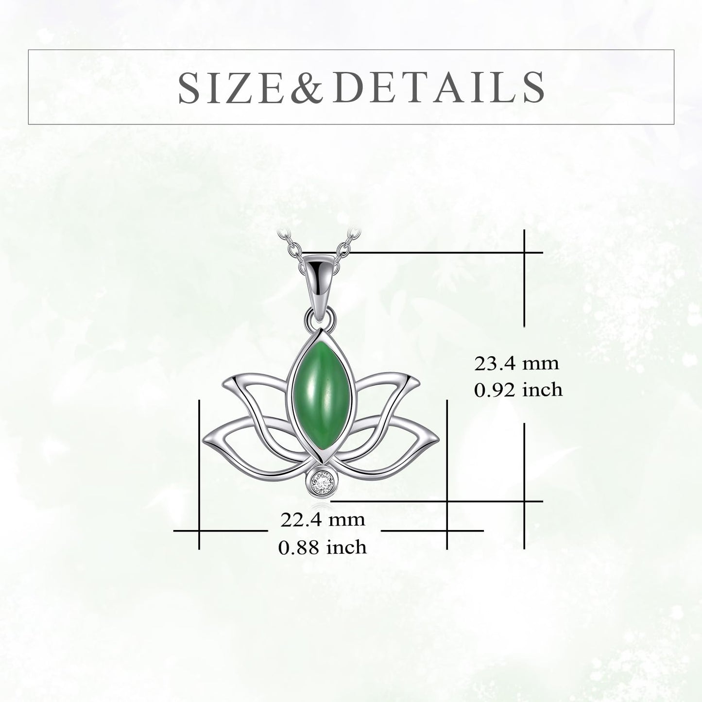YFN Lotus Flower Necklace Sterling Silver Green Jade Lotus Pendant Lotus Jewelry Gifts for Women