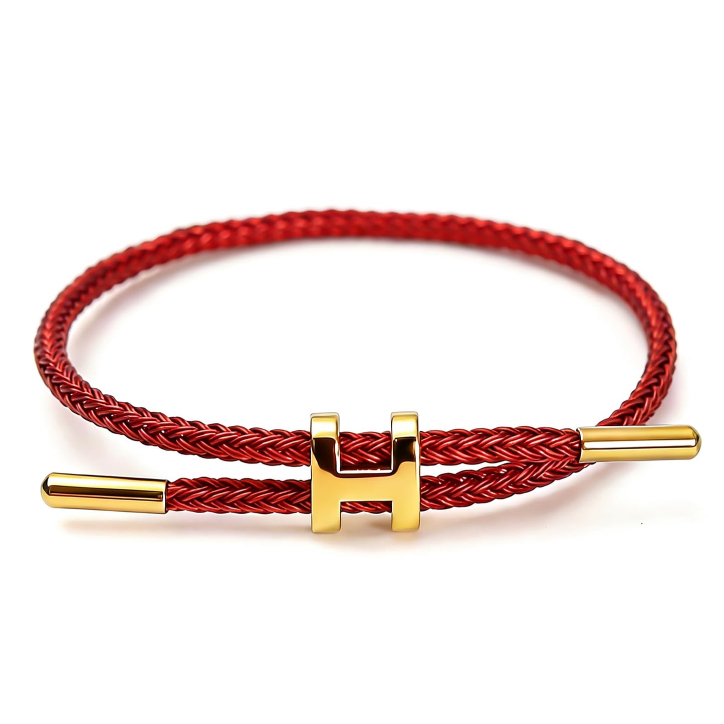 PPbuky Steel Bracelet Link, Adjustable H-shape Wire Rope Bracelet, Lucky Jewelry with Titanium Buckle for Birthday, Valentine's, Graduation, Fashion Gift for Women, Men, Lovers, Friends, Red