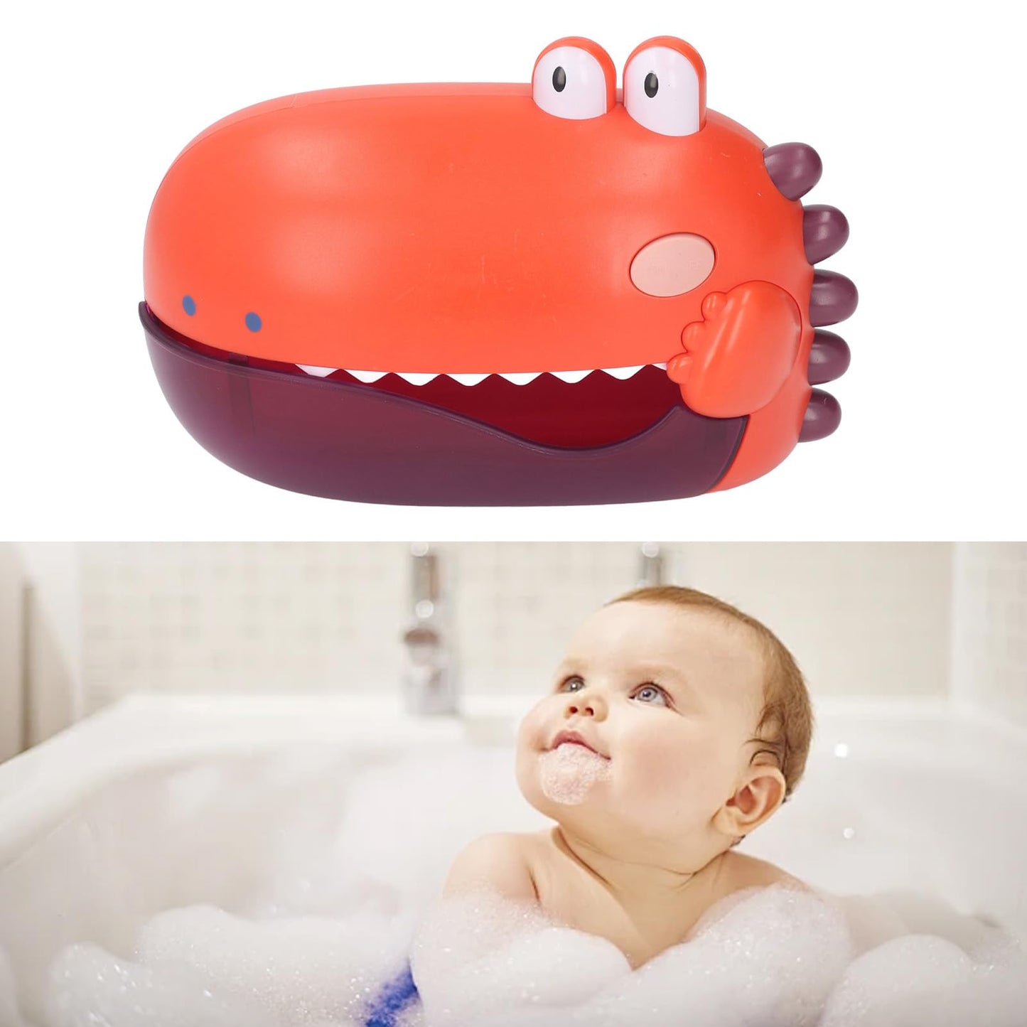 Keenso Bubble Machine Bath Toy, Baby Bath Toy Bubble Blower Machine Automatic Bathtub Maker with Music for Bathroom (Orange