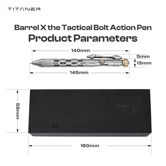Titaner Barrel X the Titanium Tactical Bolt Action Pen - EDC Pen with 30s Meditation Gyro, Ceramic Attack Head, G2 Refill Compatible,Assemblable 16 Glow Slots for Stress Relief & Outdoor Survival