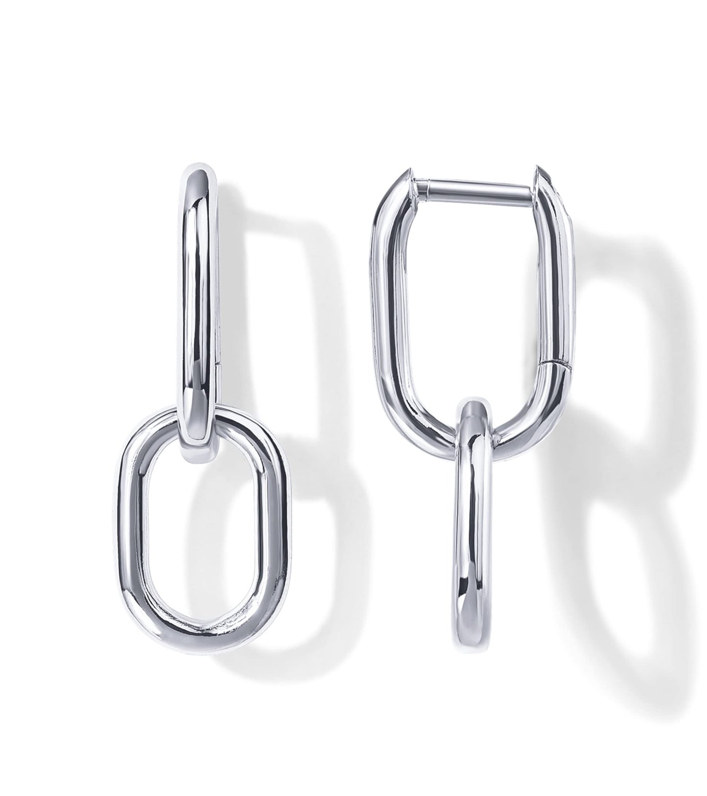 PAVOI 14K Gold Convertible Link Huggies (White Gold)