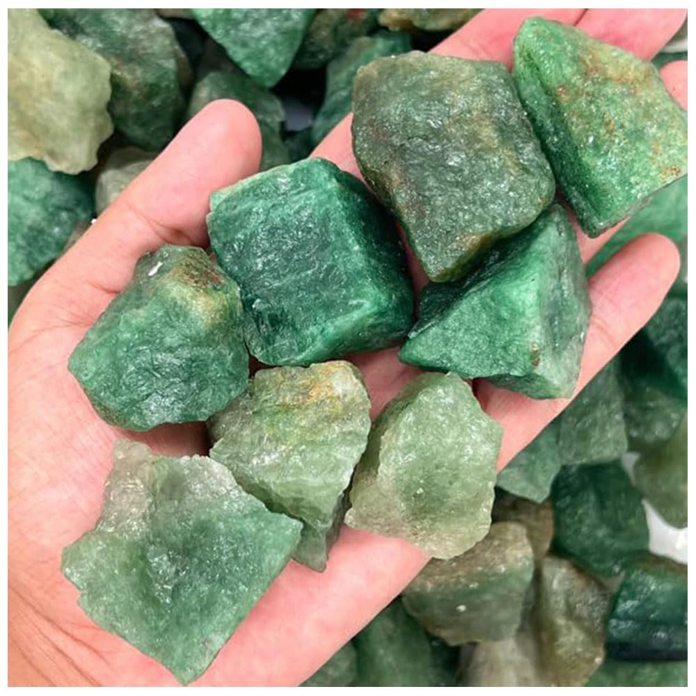 Zenkeeper 1Lb Green Strawberry Crystal Rocks Raw Stones for Tumbling, Green Strawberry Crystals Bulk Rough Gemstone for Jewelry Making, Healing, Meditation, Sculpture