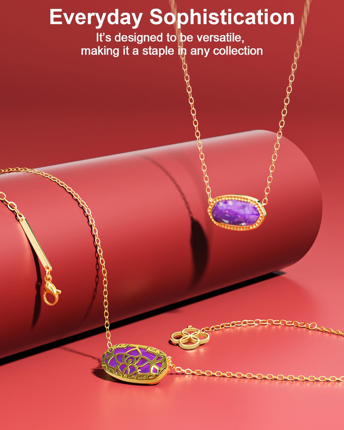AICase 18K Gold Plated Pendant Necklace for Women, Fashion Jewelry, Anniversary & Birthday Gifts, Purple