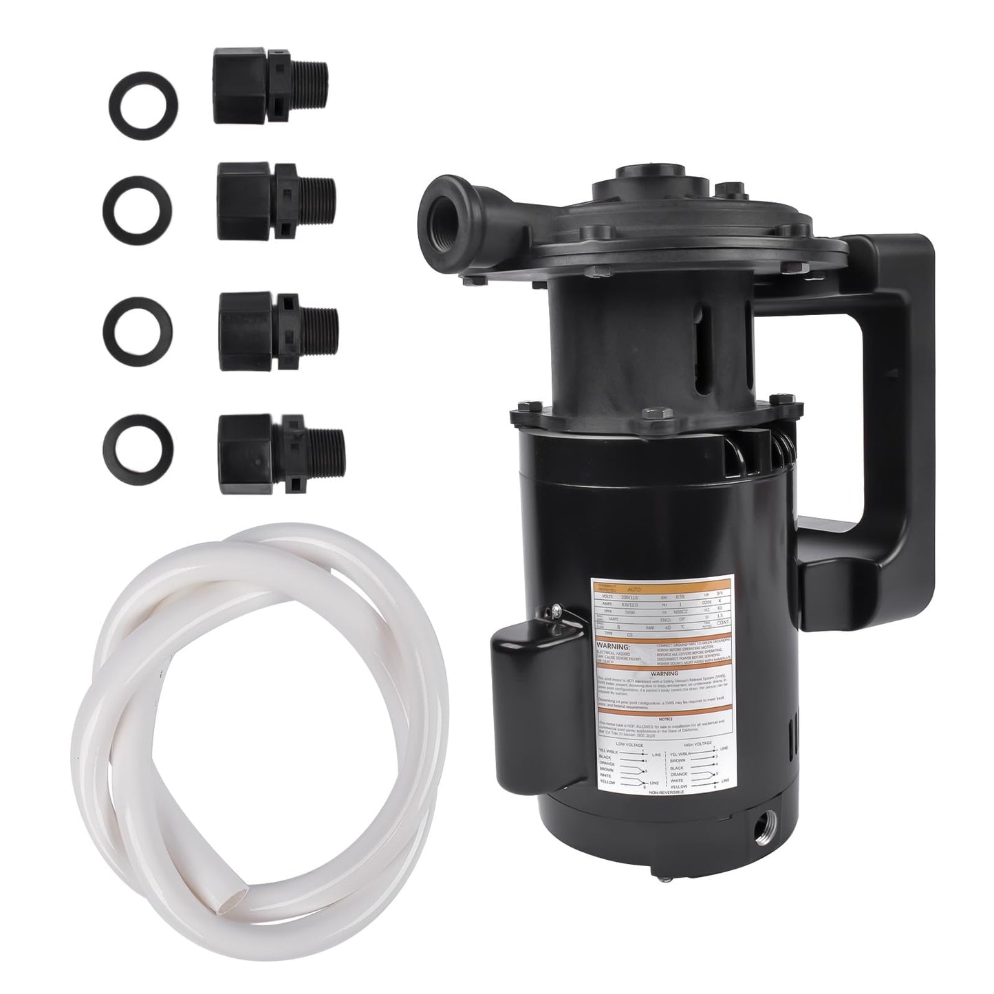 AKWH PB4-60 Pool Booster Pump 3/4 HP Replacement for Polaris 180 280 380 480 3900 Pressure Side Pool Cleaners 115V/230V 60Hz with Hose & Fittings
