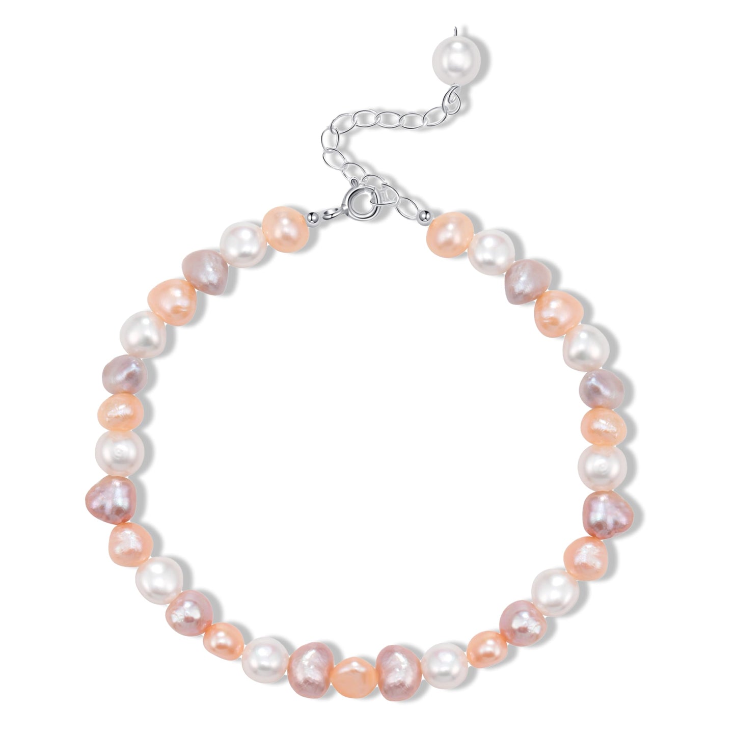 HENGSHENG Natural Baroque Pearls Link Bracelets for Women Freshwater Cultured Pearls Strand Bracelets Handpicked Pearl Elegant Jewelry - Colorful