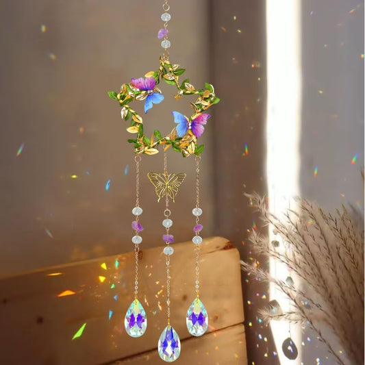 QDXQHS Crystal Ornaments Suncatcher for Window Hanging, Prism Sun Catcher with Glass Crystals Star Rainbow Maker, Indoor Outdoor Hanging Ornament Gift for Room Garden Home Decor