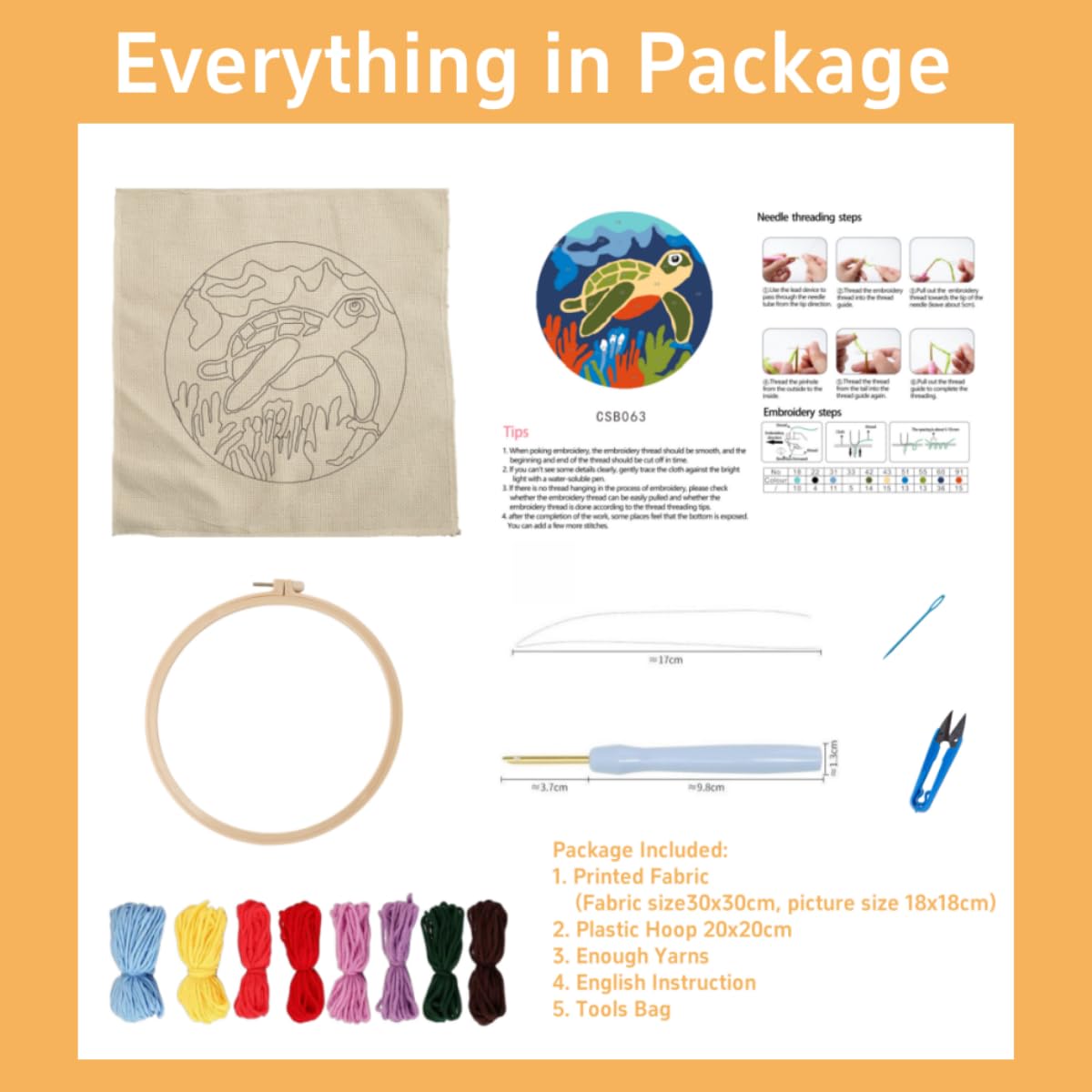 DIY Punch Needle Kits Hummingbird Flying in Flowers Easy for Beginners Punch Needle Embroidery Set with Hoop Stamped Pattern for Craft Lovers and Home Decor-13