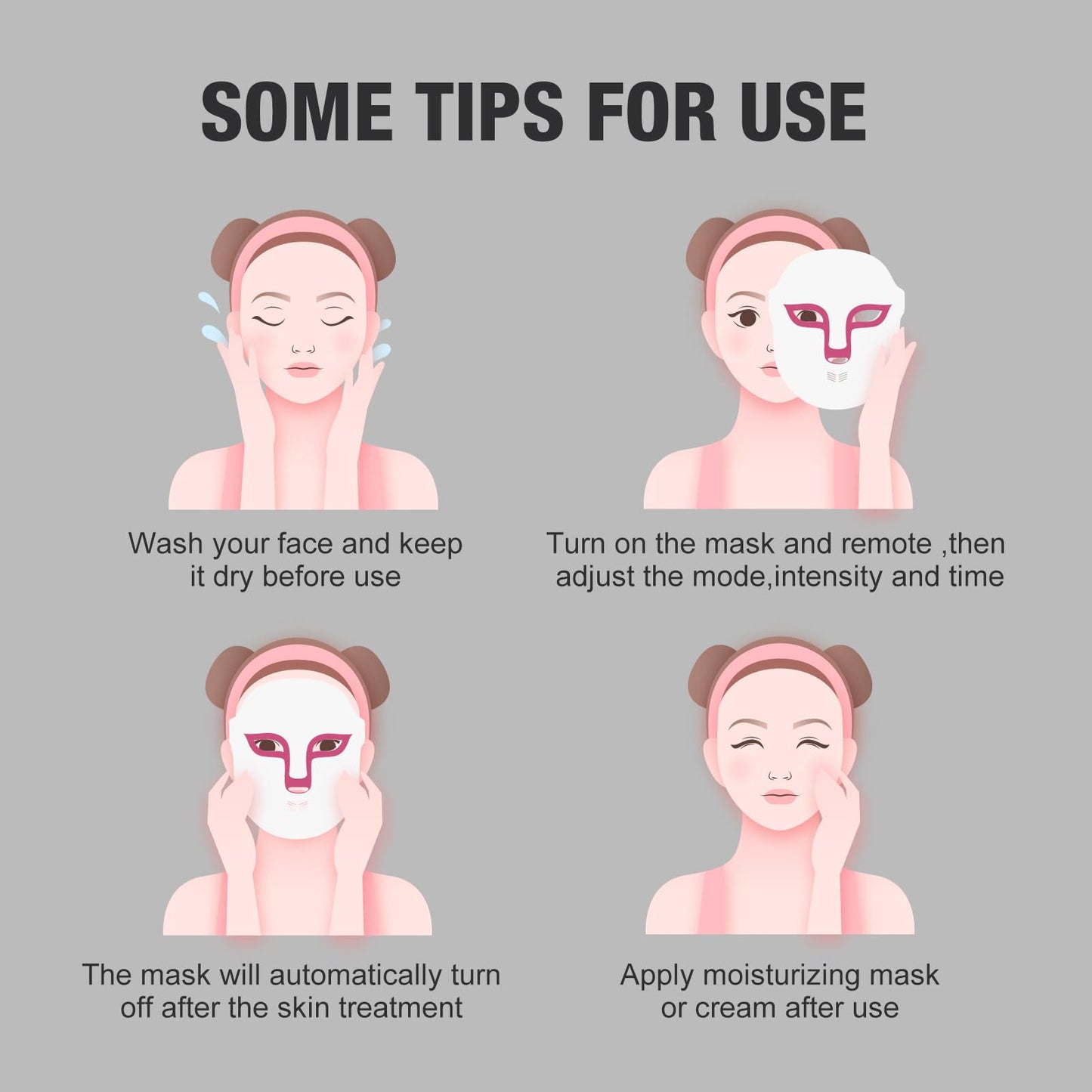 Auxoliev FSA Eligible Red Blue Light Therapy for Face Wrinkles Acne Reduction,LED Face Mask Light Therapy,Rechargeable Home Beauty LED Mask with 4 Color