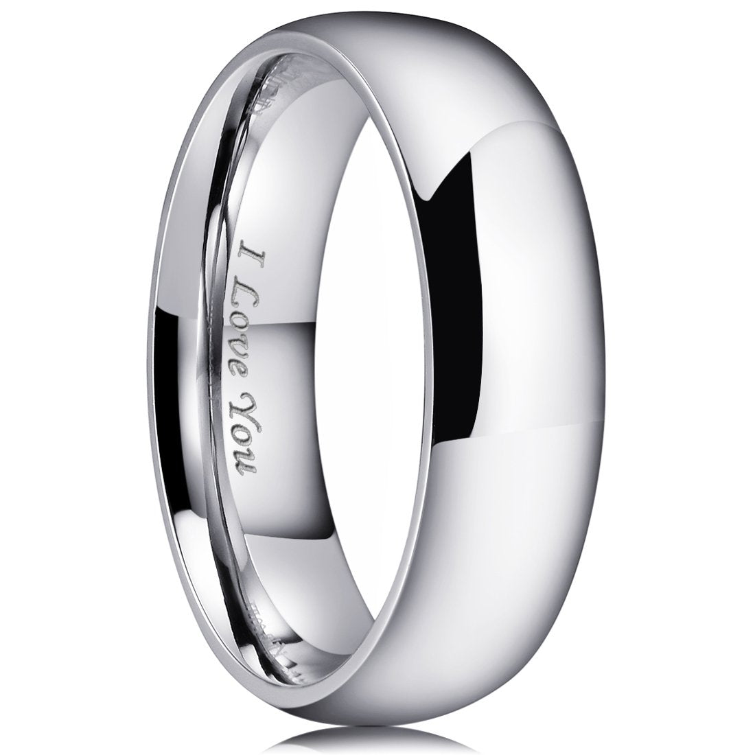 King Will 316L Stainless Steel Wedding Band for Men Women-7mm Width Sliver Plated Wedding Ring Domed Style High Polished with Laser I Love You Comfort Fit Size 11