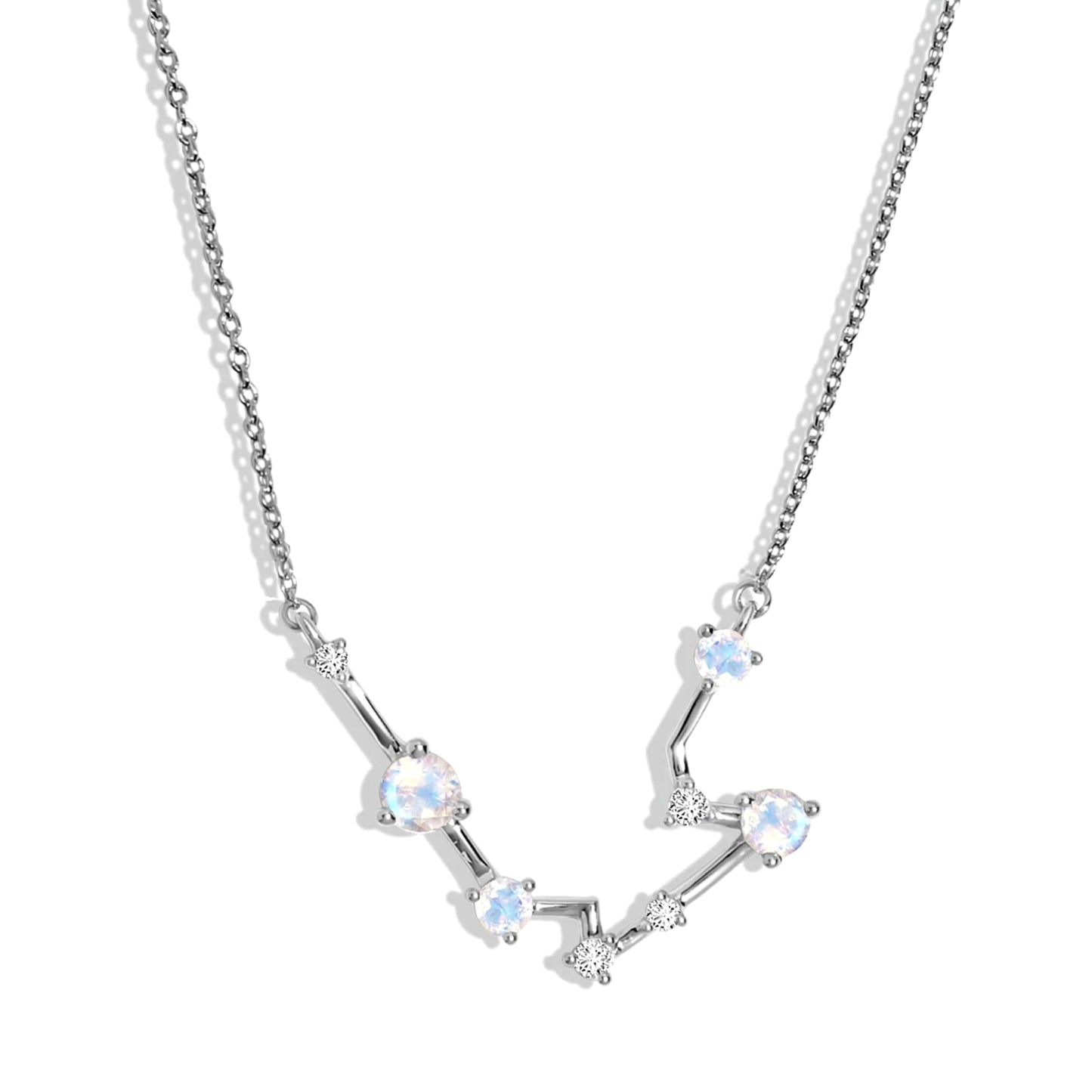 Moon Magic Moonstone Necklace - Aquarius Zodiac Constellation / 925 Sterling Silver - 18k Rose Gold - Yellow Gold Rainbow Moonstone Necklaces for Women/Authentic Rainbow Crystal Jewelry