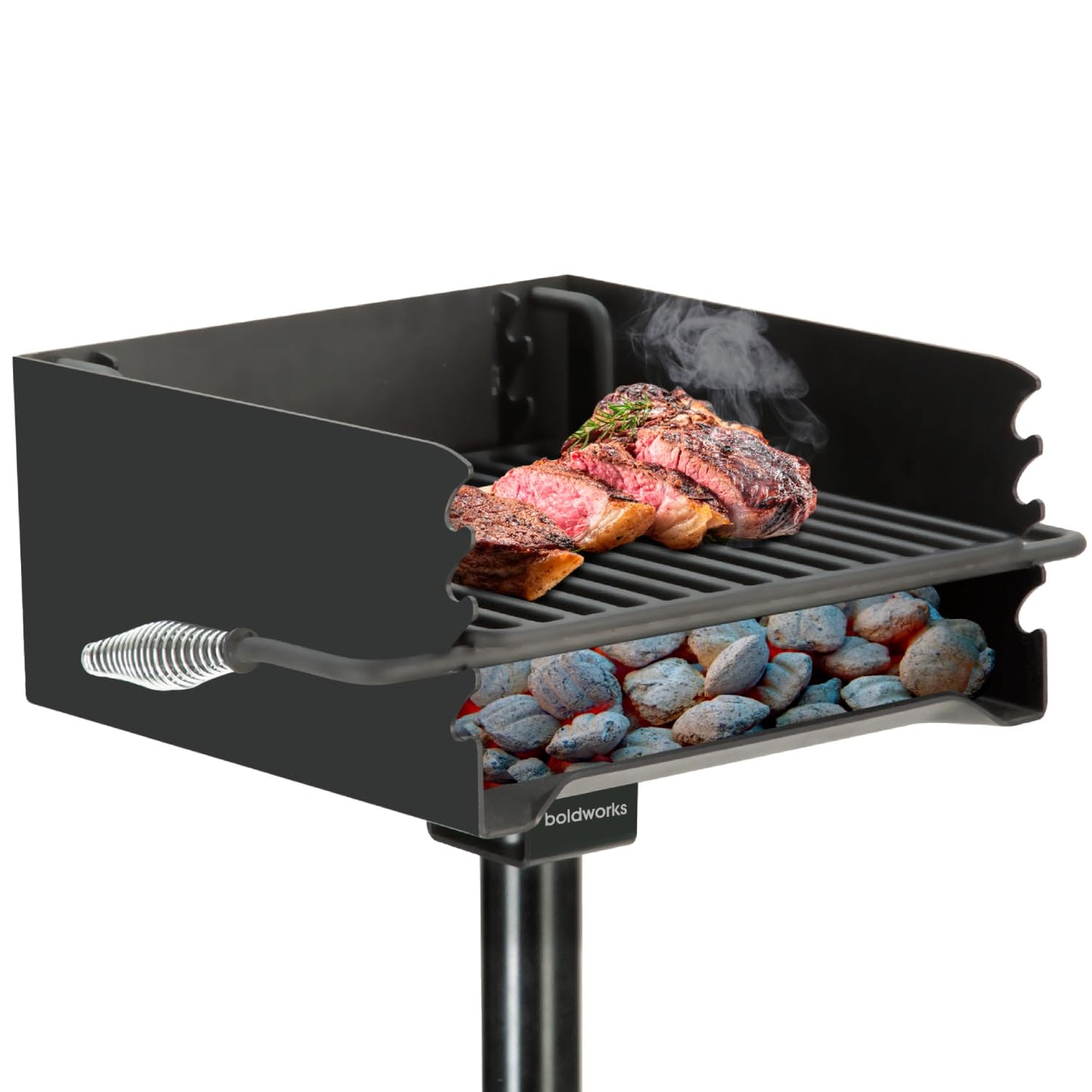 Park Grill Park Style Charcoal Grill In Ground Heavy Duty for Commercial and Outdoor Cooking Rustproof and 360 Degree Swivel 16x16 Inch