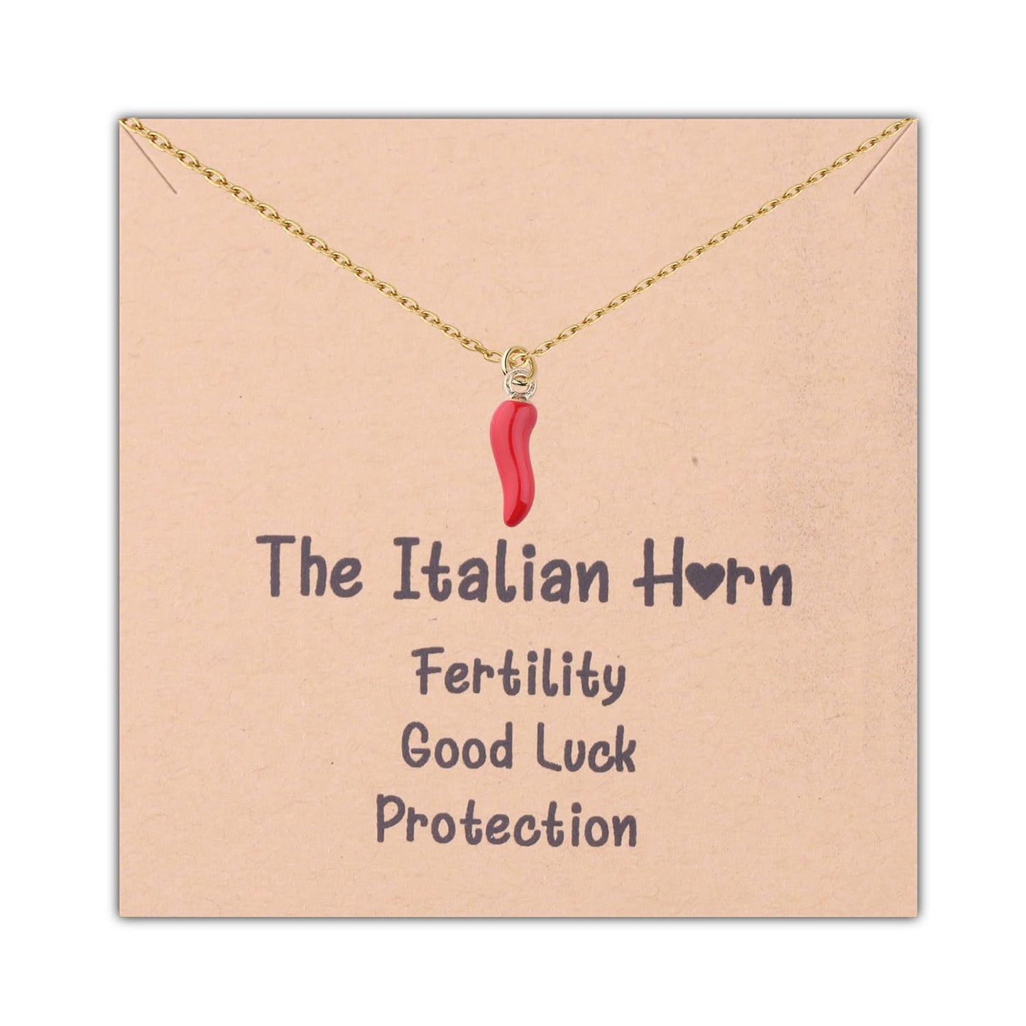 BLEOUK Italian Horns Necklace Charm Red Horns Italy Gift Italian Protection Jewelry (The ItalianHorn Card NE)