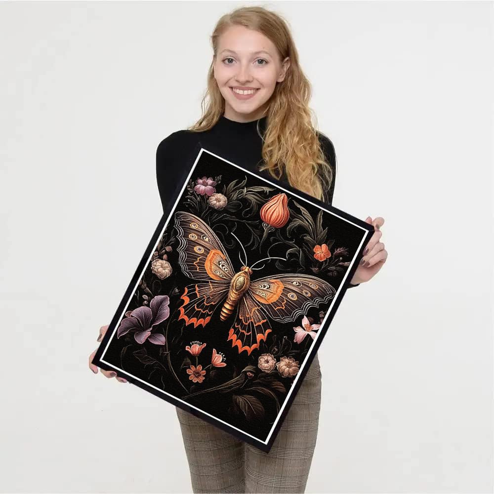 4 Pack Stamped Cross Stitch Kits for Adults - Cross Stitch Kits for Beginners,11 CT Insect Flowers Cross Stitch Patterns Dimensions DIY Counted Cross Stitch Kits for Adults Arts Craft 12x16 inch
