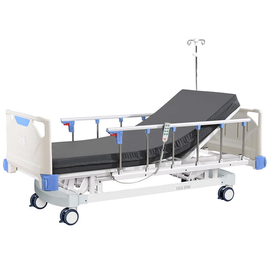 OLERN Premium 3 Function Full Electric Hospital Bed with 4.7" Memory Mattress for Home Use-16.1"-29.1" Height Range, Central Control System-5" Casters, 550LBS Loading, Adjustable Medical Bed Frame