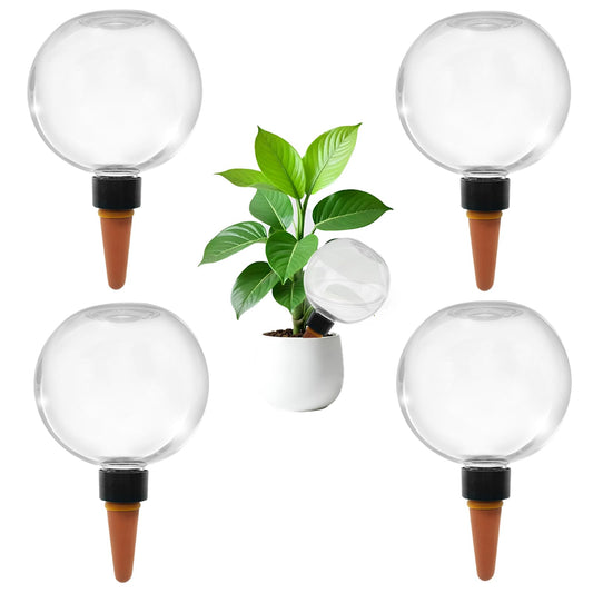 Lihopeght 4pcs Self Plant Watering Globes for Indoor and Outdoor Plants Plastic Automatic Plant Watering Bulbs Insert 17.5 oz with Slow Release Control Water Dripper for Plants (Clear)