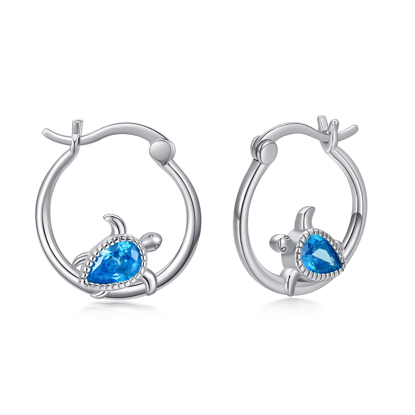 Turtle Earrings for Women Girls 925 Sterling Silver Sea Turtle Hoop Earrings Ocean Animal Huggie Hoop Earring for Sensitive Ears Beach Jewelry Graduation Gifts for Daughter Her