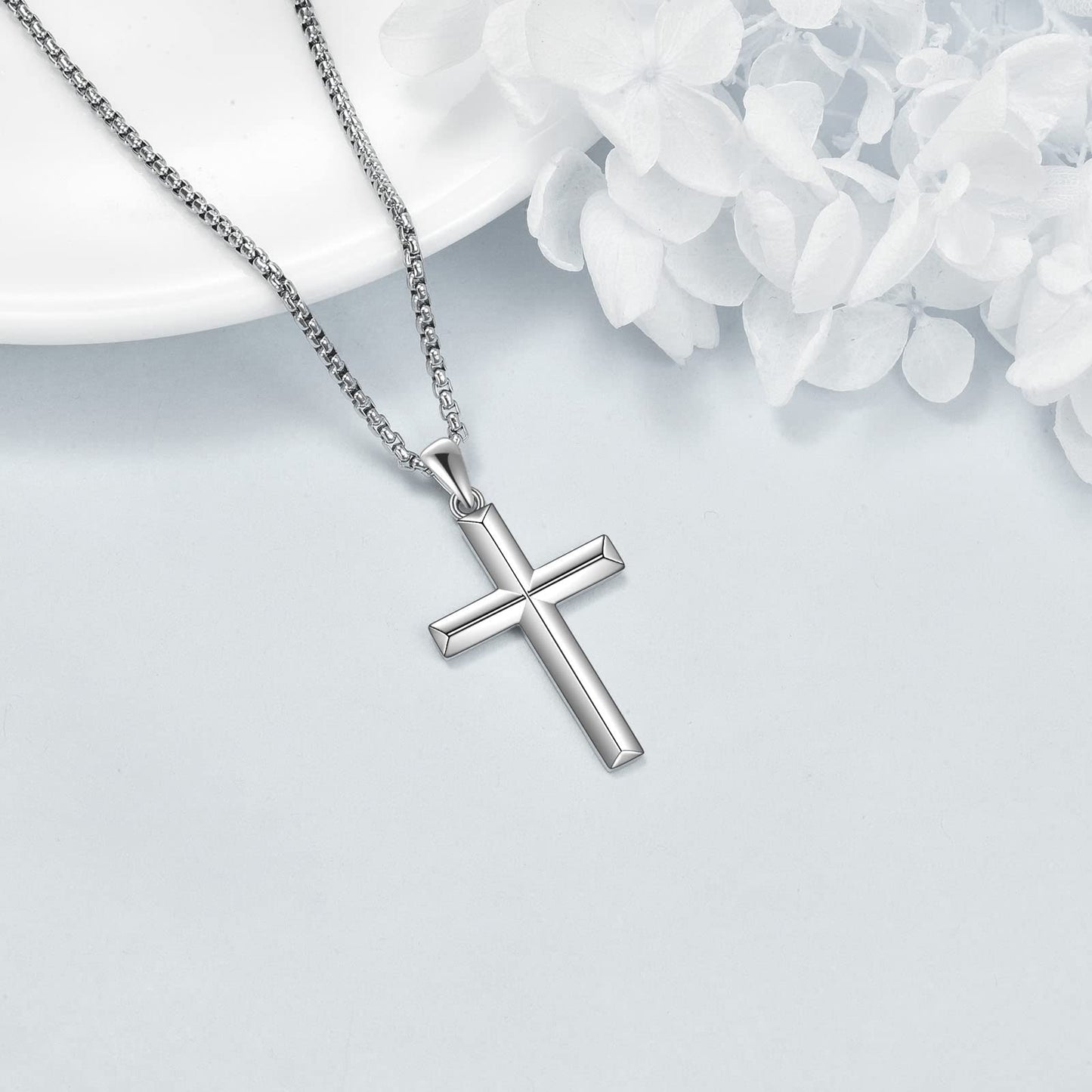 ONEFINITY Religious Cross Pendant Necklace Sterling Silver Origami Cross Pendant Gifts for Women Men Jewelry (B-Origami)