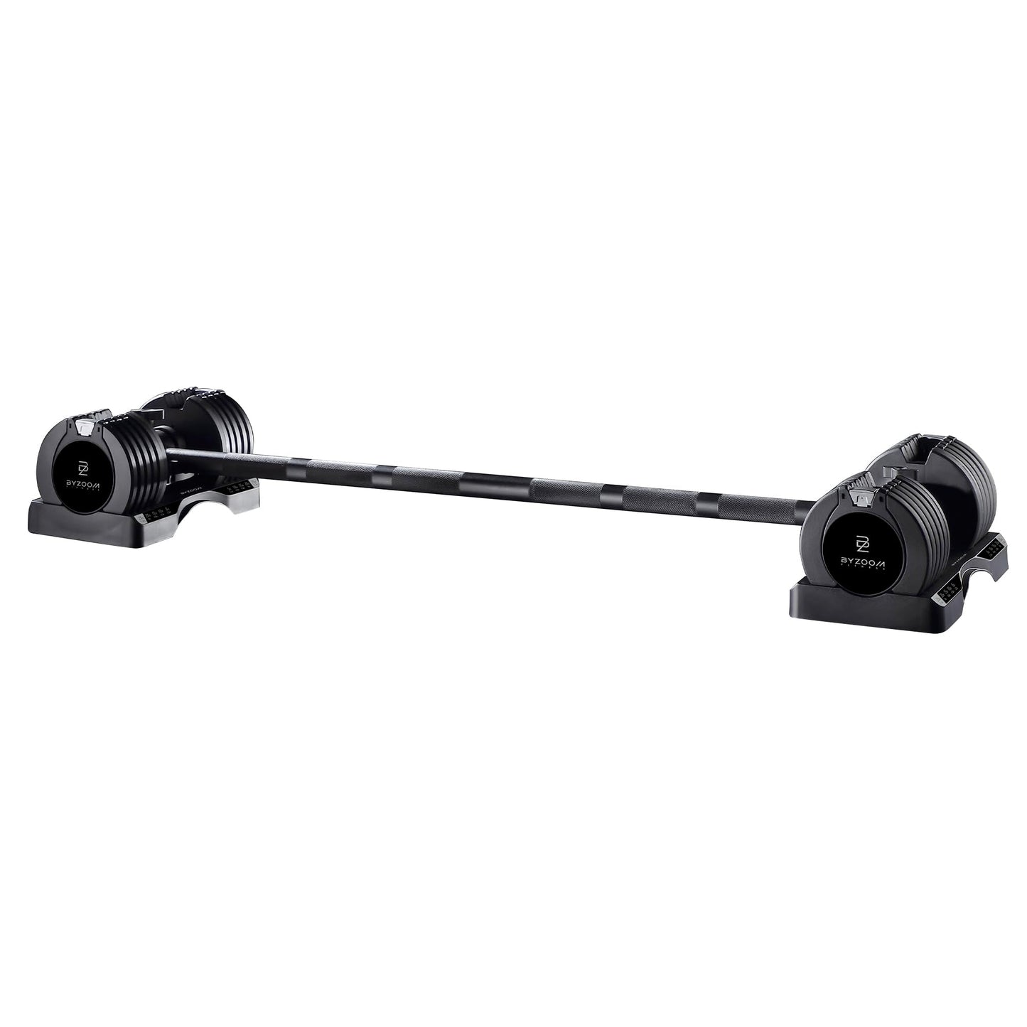 BYZOOM FITNESS 25lb Adjustable Dumbbells & Easy Bar Barbell Set