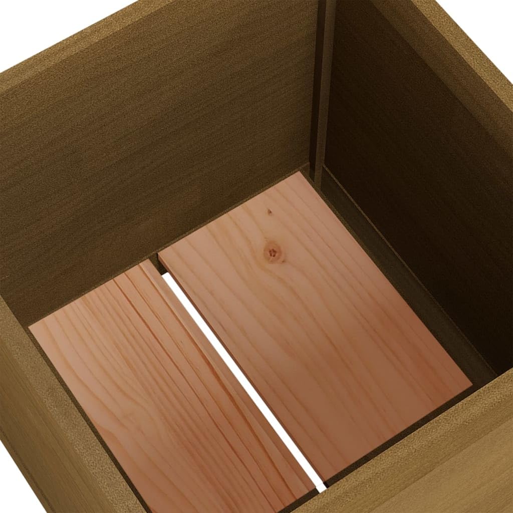 Coespram Square Honey Brown Wooden Planter Box 19.7 in Solid Pine Outdoor Planter for Patio Garden Terrace Flower Herb Display