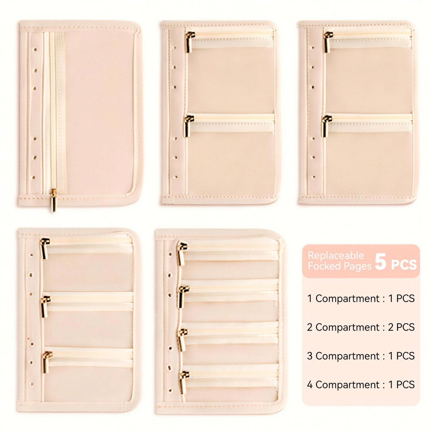 Travel Jewelry Organizer Booklet with 5 PCS Pages & 12 Zippered Pocket, Portable Jewelry Storage Pouch with PVC Windows – Mini Jewelry Travel Case for Necklaces, Rings & Earrings (Pink Floral)