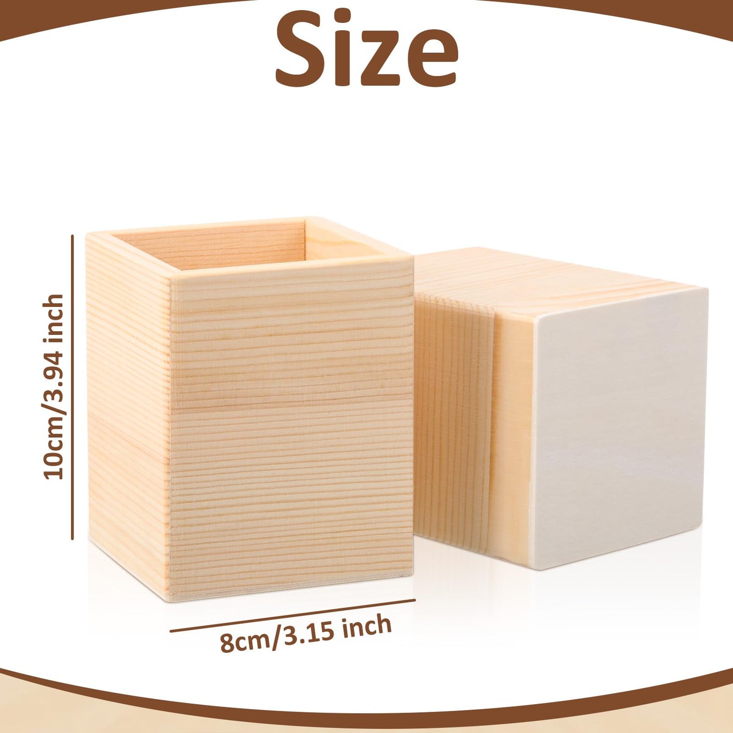 DoubleFill 12 Pack DIY Spring Wooden Pencil Holder Craft for Desk, Desktop Pencil Holder Stand, Unfinished Wooden Pen Craft for Homemade DIY Supplies(Quadrate)