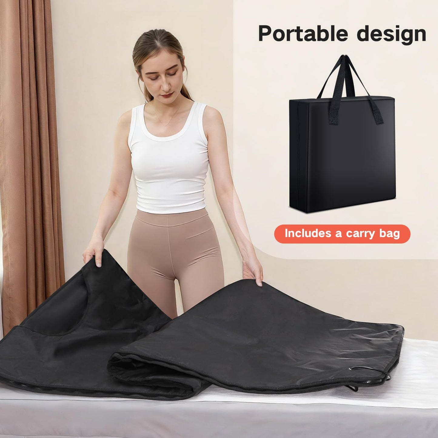 RRGFB Infrared Sauna Blanket for Home, Low EMF Carbon Crystal Heating, Portable Dry Sauna Bag for Relaxation, Detoxification, 5.9ft×2.6ft