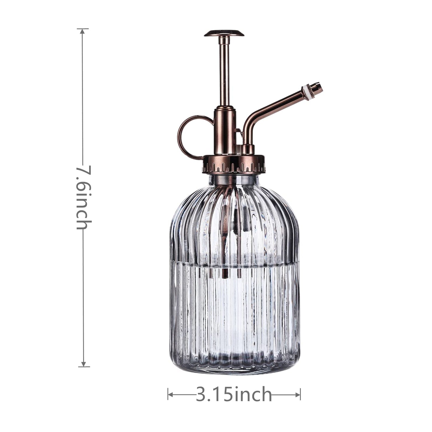 Aebor Glass Plant Mister - 7.5" Green Glass Water Spray Bottle with Gold Top Pump, Indoor/Outdoor Small Plant Sprayer (Gray+Bronze)